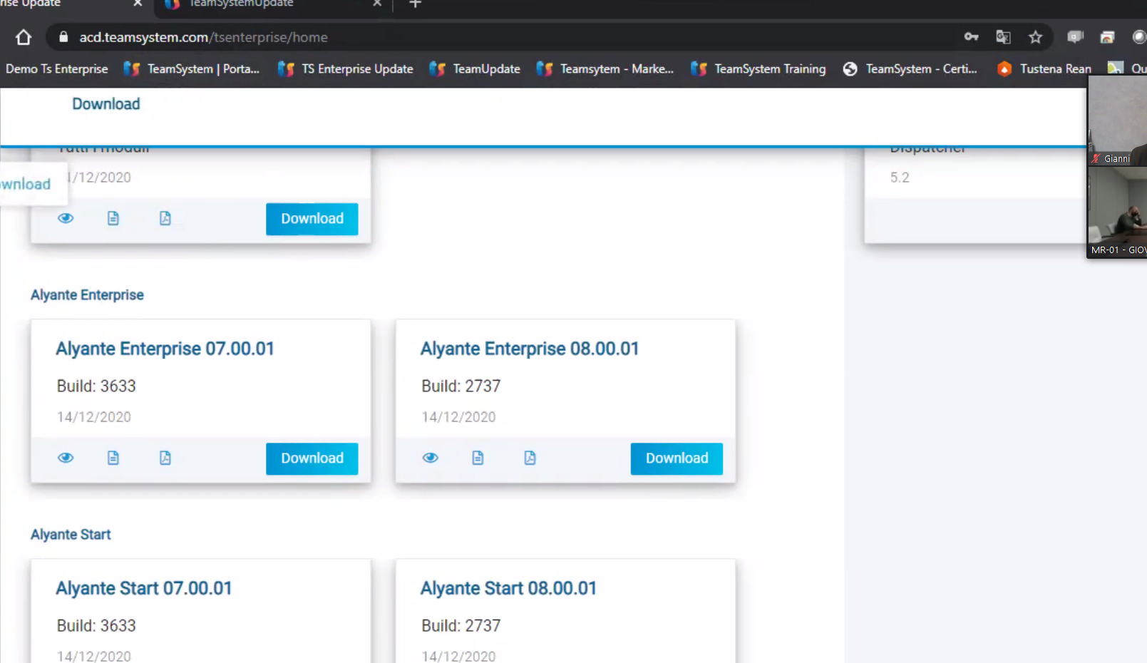 acd.teamsystem.com/tsenterprise/home Derno Ts Enterprise TeamSystem I Porta.„ Download 1/12/2020 wnload Alyante Enterprise Alyante Enterprise 07.00.01 Build: 3633 Alyante Start Alyante Start 07.00.01 Build: 3633 TS Enterprise Update Download Download TeamUpdate Teamsytem - TeamSystem Training e TeamSystem - 5.2 Tustena Rean Gianni MR-OI - GIO\ Alyante Enterprise 08.00.01 Build: 2737 14/12/2020 Alyante Start 08.00.01 Build: 2737 14/12/2020 Download 